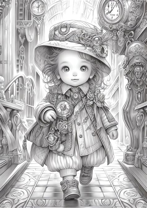 30 Grayscale Fairy Coloring Pages Of Cute Steampunk Fairie Printable