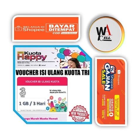 Jual Voucher TRI HAPPY 1GB 3Hari Kuota Reguler 24 Jam Shopee Indonesia