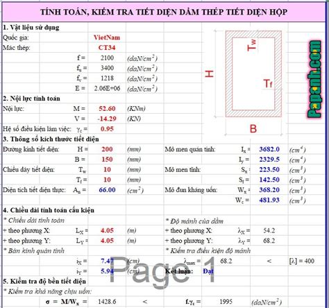 Dầm thép hộp Tính toán và kiểm tra