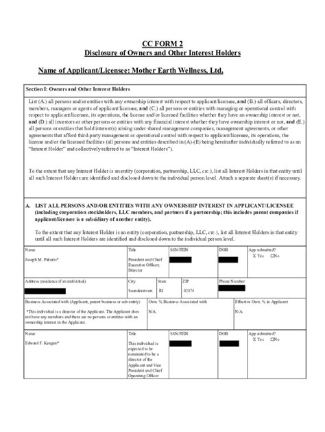 Fillable Online Dbr Ri Cc Form Disclosure Of Owners And Other