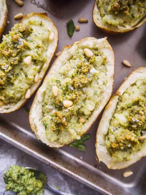 Paleo Whole30 Twice Baked Pesto Potatoes