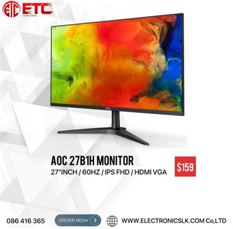 AOC 27B1H 27 Full HD 1920x1080 Monitor 3 Sided Frameless IPS Panel