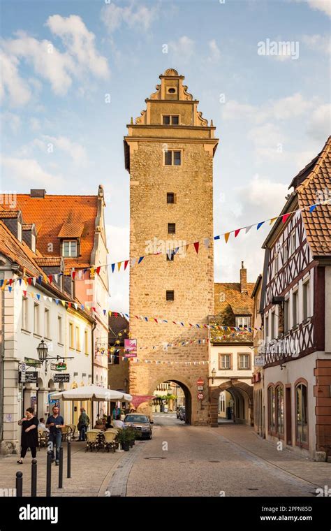 VOLKACH, GERMANY - August 20: Tourists at the historic old town of ...