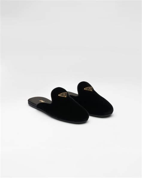 Prada Velvet Slippers In Black Lyst