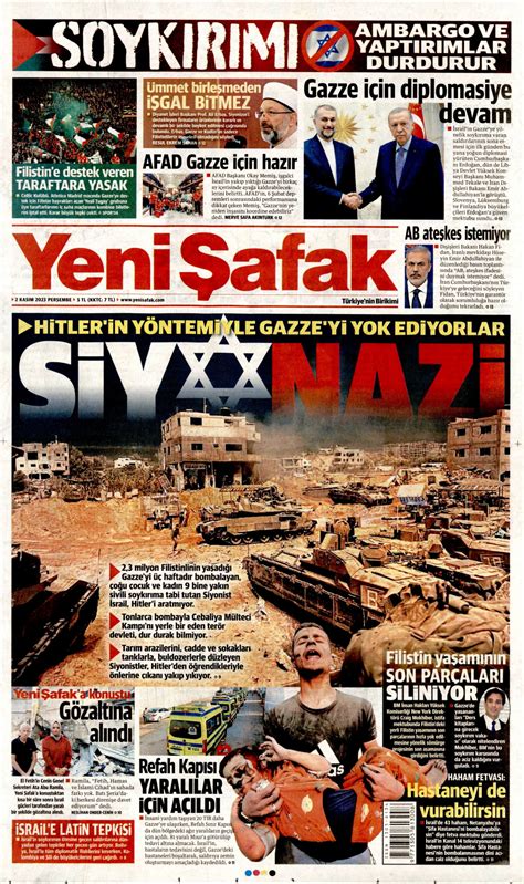 Yeni Şafak Gazetesi Yeni Şafak Manşet Oku Haberler 02 Kasım 2023