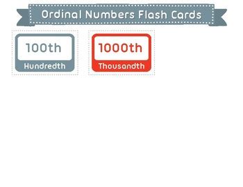 Printable Ordinal Numbers Flash Cards Ordinal Numbers Flashcards Pdf