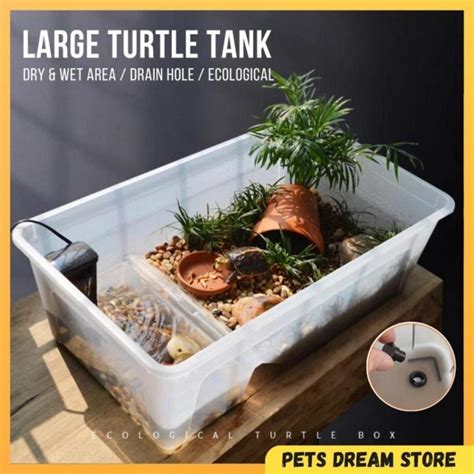 Large Turtle Tank Reptile Turtle Tortoise Tank Terrarium Basking Area