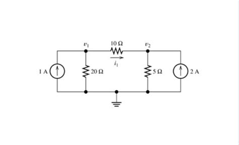 Solved A) Write the current equation at node 1 utilizing v1 | Chegg.com