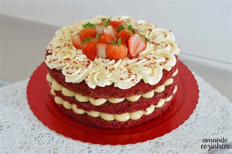 Naked Cake Red Velvet Morangos Para Festas Amando Cozinhar