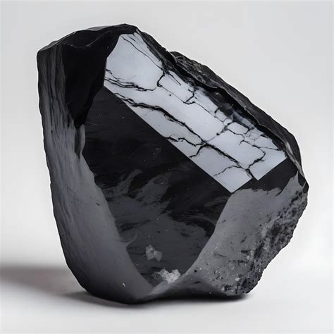 Beautiful raw obsidian stone white background | Premium AI-generated image