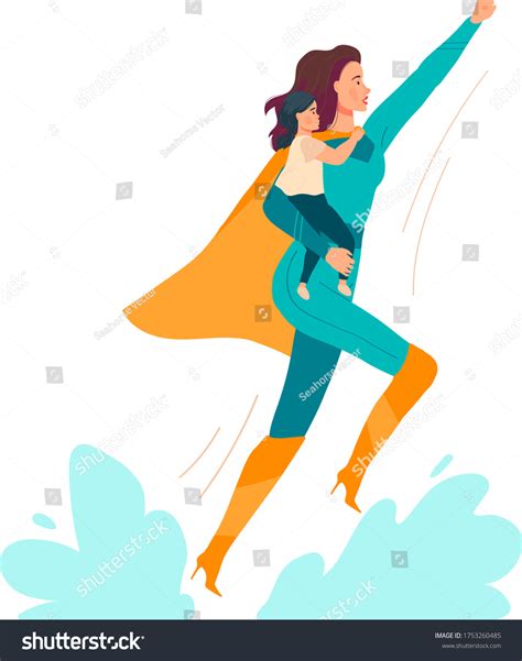 Super Mom Vector Illustration Cartoon Flat