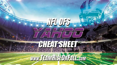 Yahoo Nfl Dfs Cheat Sheet Week 1 Dfs Lineup Strategy Dfs Picks Dfs