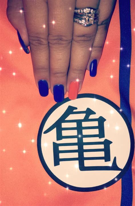 Feeling The Goku Vibe Dragonball Z Nails Dip Powder Over Natural Nails