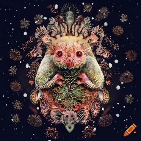 Haeckel Inspired Artwork Of Cute Creatures In The Snow