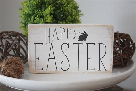 Easter Sign Happy Easter Quote Block Easter Bunny Decor Gallery Wall