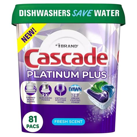 Cascade Platinum Plus Actionpacs Dishwasher Detergent Pods Fresh Scent 81 Ct