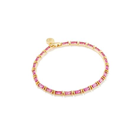 Barbie X Kendra Scott Gold Delicate Chain Bracelet In Pink Crystal