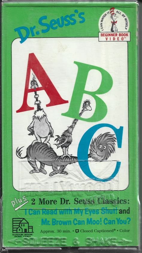 Dr Seusss Abc Video Vhs Cassette With I Can Read With My Eyes Shut