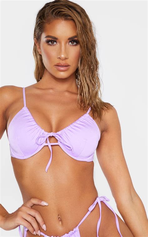 Haut de bikini lilas à armatures et lien frontal PrettyLittleThing FR