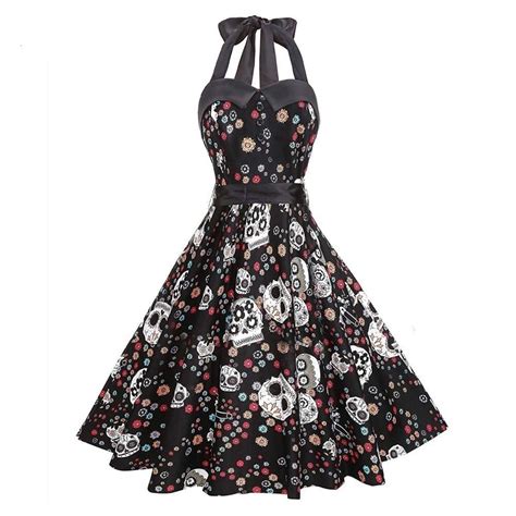 Robe Pin Up T Te De Mort Noir Esprit Skull