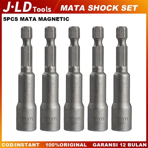 Jual JLD 5Pcs Mata Shock 8 10MM Kunci Socket Magnetic Hex Power Nut Bor