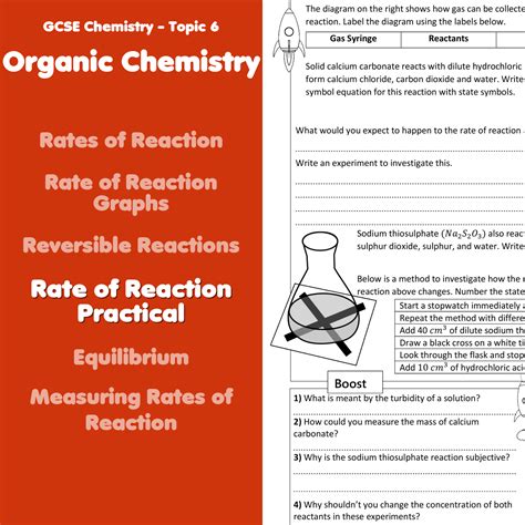 Rate Of Reaction Practical Home Learning Worksheet GCSE Teaching