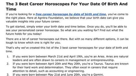 The Best Career Horoscopes For Your Date Of Birth And Time