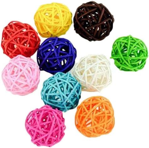 Amazon Pcs Parrot Rattan Ball Toy Parrot Toy Ball Colorful