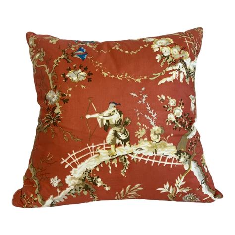 Brunschwig And Fils Coral Chinoiserie Pillow Chairish