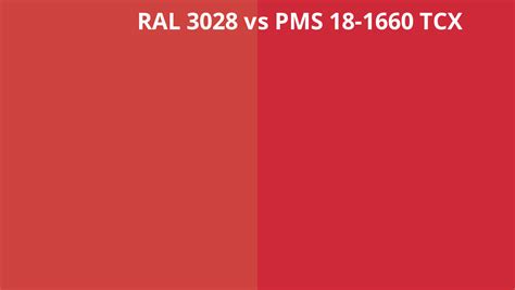 Ral 3028 Vs Pms 18 1660 Tcx Ral Colour Chart Uk