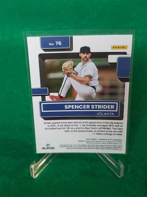 2022 Panini Donruss Optic Spencer Strider Rated Rookies 76 Atlanta