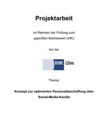 Projektarbeit Gepr Fter Betriebswirt Ihk Personal Als Pdf Ebay