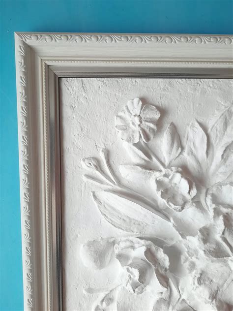 Plaster Wall Art Botanical Sculpture Framed Relief 3d Art Etsy