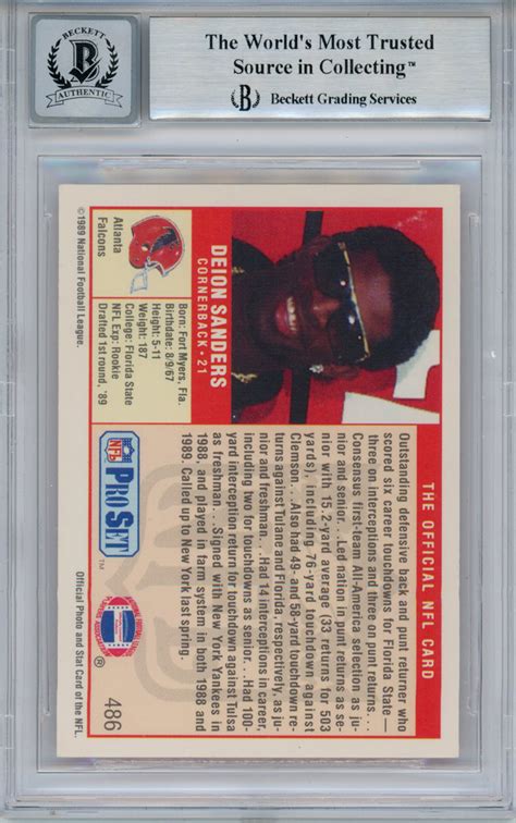 Deion Sanders Autographed Signed 1989 Pro Set Rookie Card Bas 10 Slab Denver Autographs