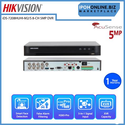 HIKVISION IDS 7208HUHI M2 S 8 CH 5MP 1U H 265 AcuSense DVR