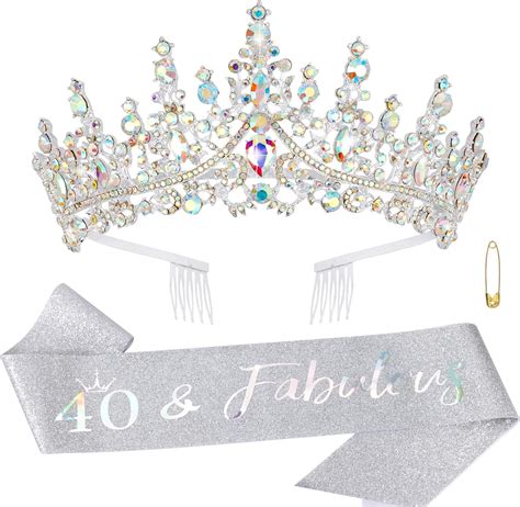 Amazon Canitor Th Birthday Sash And Tiara Set Sparkling Silver