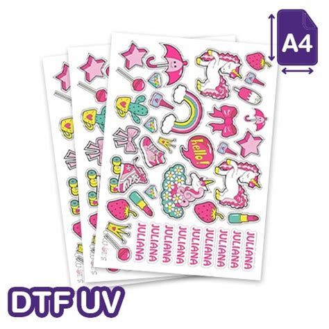 DTF UV 20x28cm Pronto para Aplicação Envie sua Arte