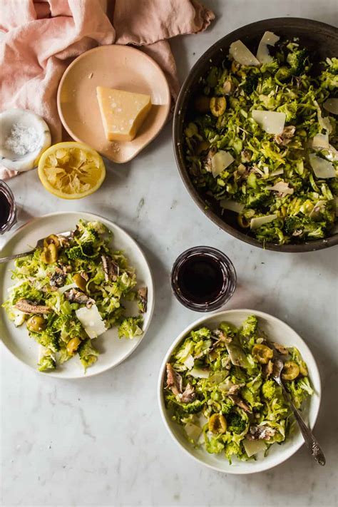 Broccoli Brussels Sprouts Salad With Sardines Lenas Kitchen