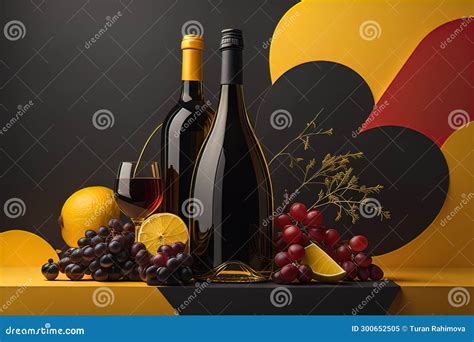 Copo De Vinho Tinto Sobre Fundo Preto Gerativo De Ai Ilustração Stock