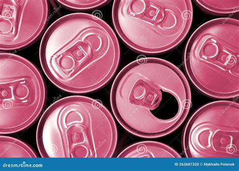 Many Cans Of Soda Soft Drink Or Energy Drink Containers A Lot Of Recycled Cans Made From