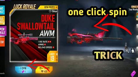 Free Fire New Skin Awm One Click Spin Trick Free Fire Youtube