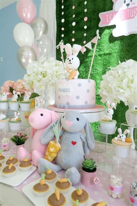 Rabbit Theme Birthday Party Ideas Photo 7 Of 21 Birthday Party Decorations Diy Spring