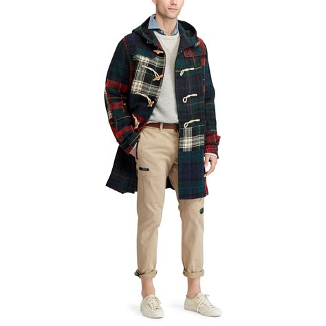 Polo Ralph Lauren Patchwork Tweed Duffel Coat For Men Lyst