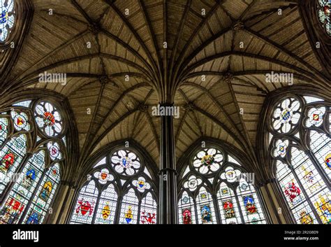 Westminster Abbey Cloister Side Chapel Stained Glass In London Stock