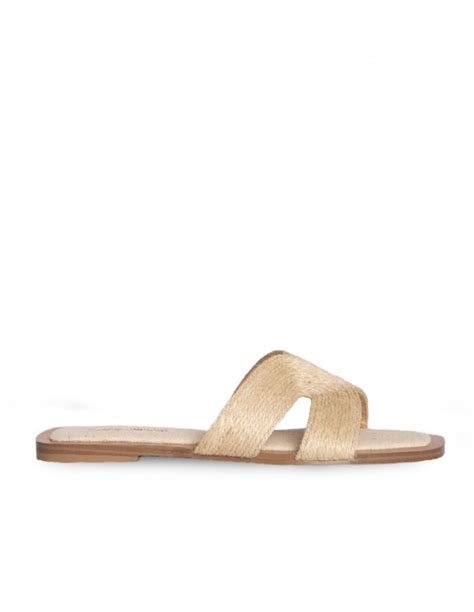 Sandalias Tiras Cruzadas Planas Beige Pera Limonera