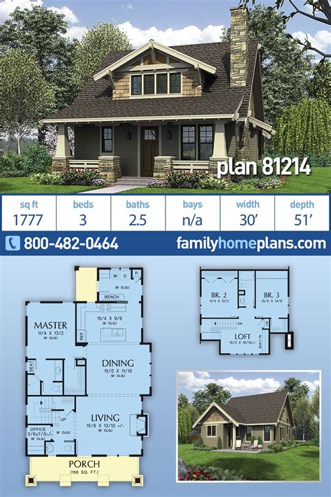 Craftsman Bungalow House Plan With Open Floor Plan 3 Beds 2 5 Baths Loft And Formal Dining Room