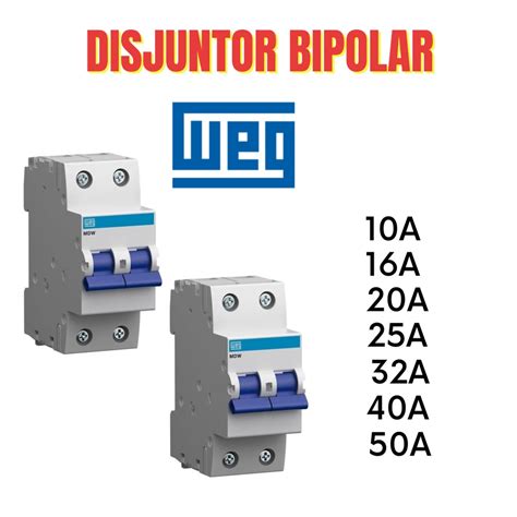 Disjuntor Bipolar Bifasico Weg Mdw C A A A A A A A Curva