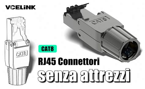 VCELINK Cat 8 RJ45 Connettori Spine RJ45 Senza Atrezzi POE Spina Di