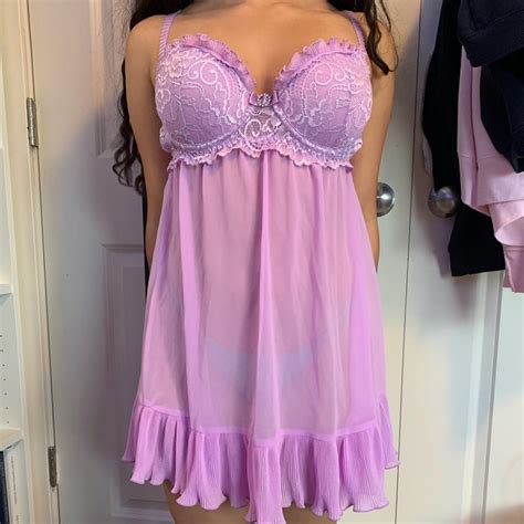 Vintage Purple Lace Rhinestone Y2k Lingerie Set With Depop