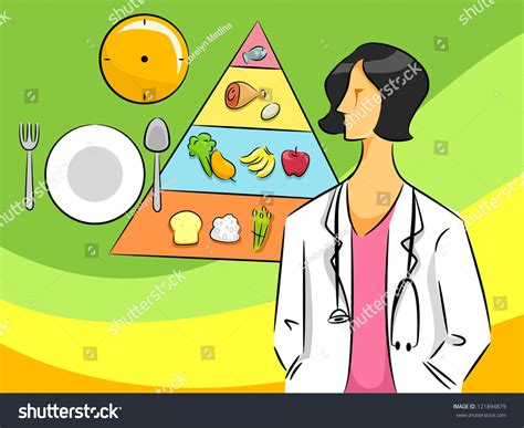 Cartoon Illustration Nutritionist Woman Stock Vector 121894879